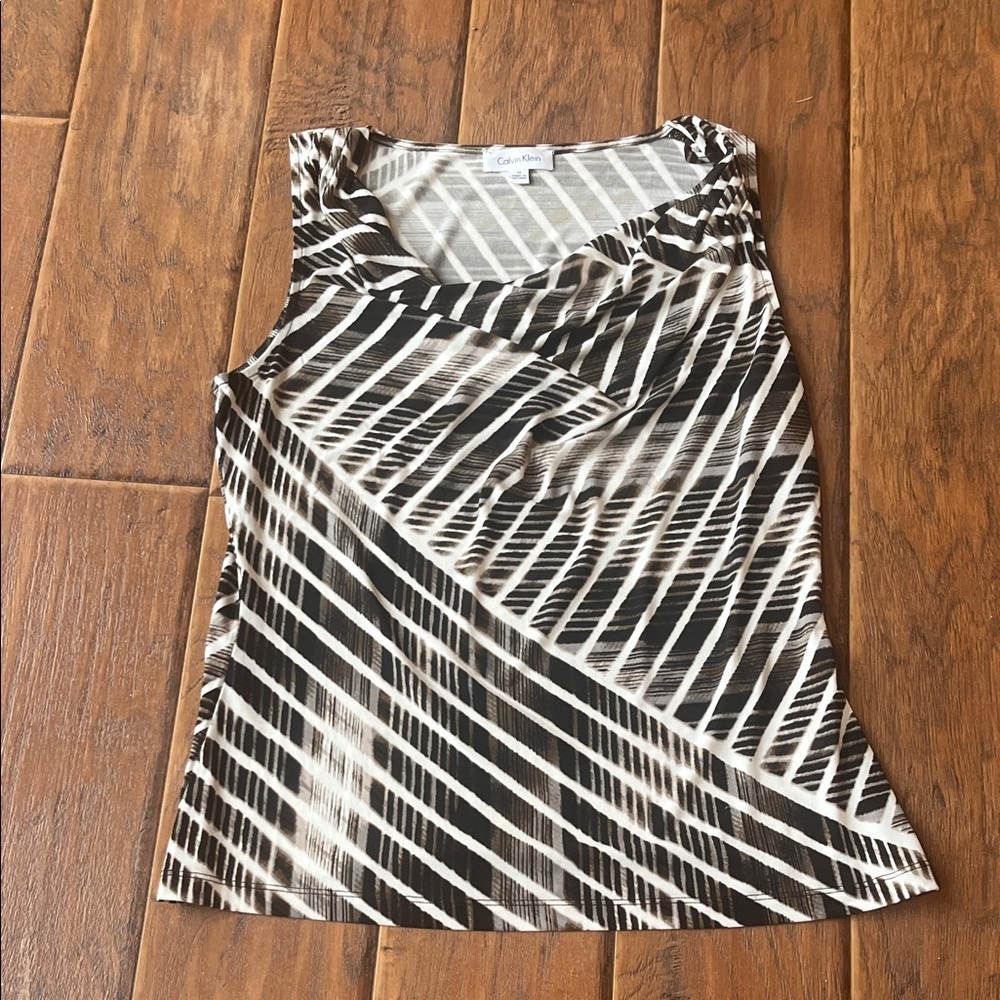 Calvin Klein Black and White Striped Tank Top